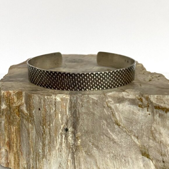 Oxidized Sterling Silver 925 Artisan A&M 10.5MM Textured Cuff Bracelet Sz 7.5" - Picture 11 of 16
